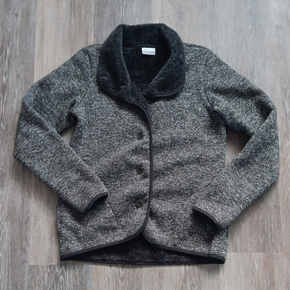 Columbia Women's Charcoal Darling Days Fleece Button Up Sweater Jacket Small